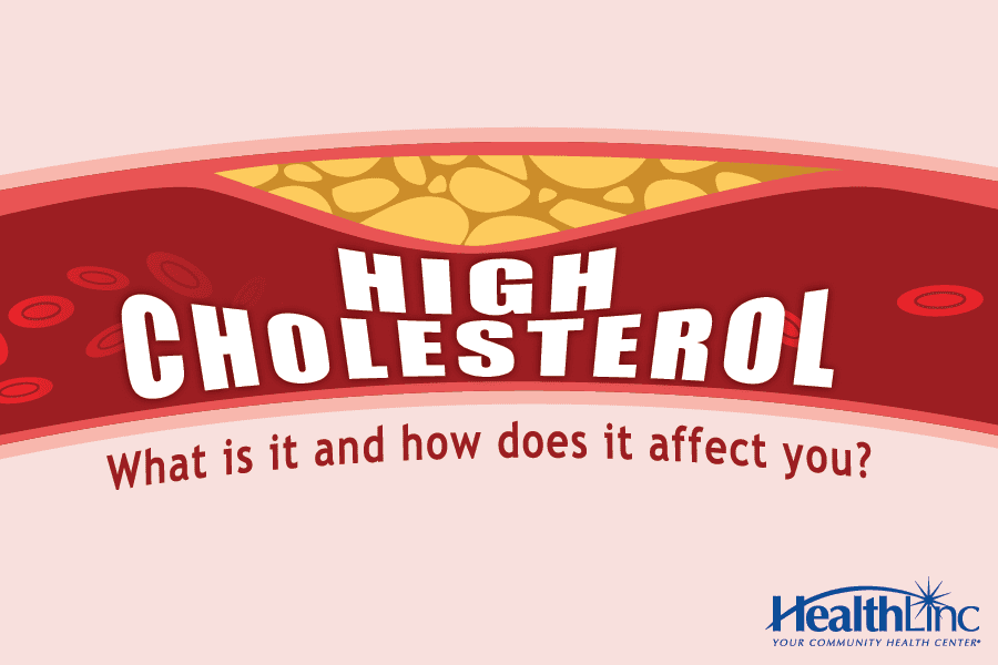An image of a cartoon artery with the words "High cholesterol what is it an how does it affect you?" on the image.